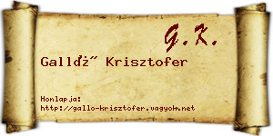 Galló Krisztofer névjegykártya