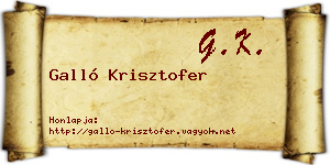Galló Krisztofer névjegykártya